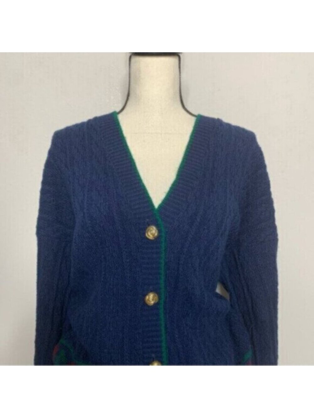 Lauren Ralph Lauren Rare Vintage Cable Cardigan Sweater With Gold Buttons - Picture 12 of 17